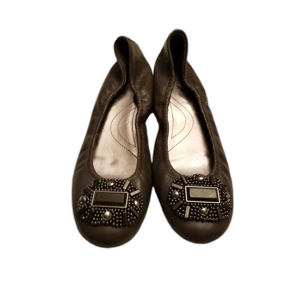 Tahari Flats Granite Gray Embellished Womens Size 7.5